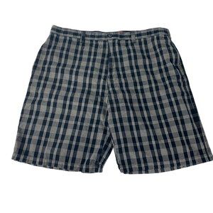 Perry Ellis 40W 40 Plaid Shorts Black American Fla
